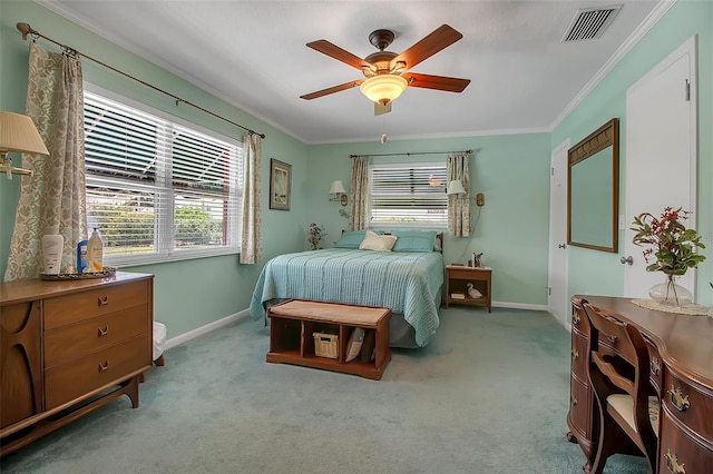 1907 76th St NW, Bradenton, FL 34209 - bedroom with crown molding, carpet, and ceiling fan
