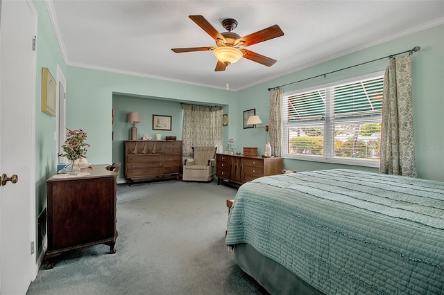 1907 76th St NW, Bradenton, FL 34209 - carpeted bedroom featuring ornamental molding and a ceiling fan