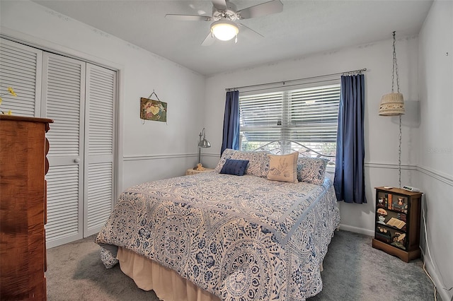 1907 76th St NW, Bradenton, FL 34209 - bedroom featuring carpet, a closet, and ceiling fan