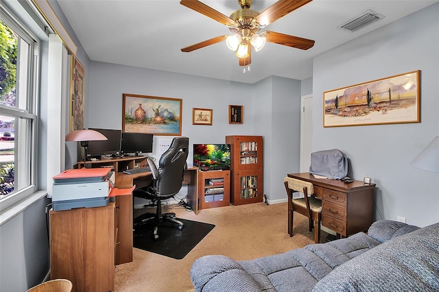 1907 76th St NW, Bradenton, FL 34209 - office featuring plenty of natural light, carpet flooring, and a ceiling fan