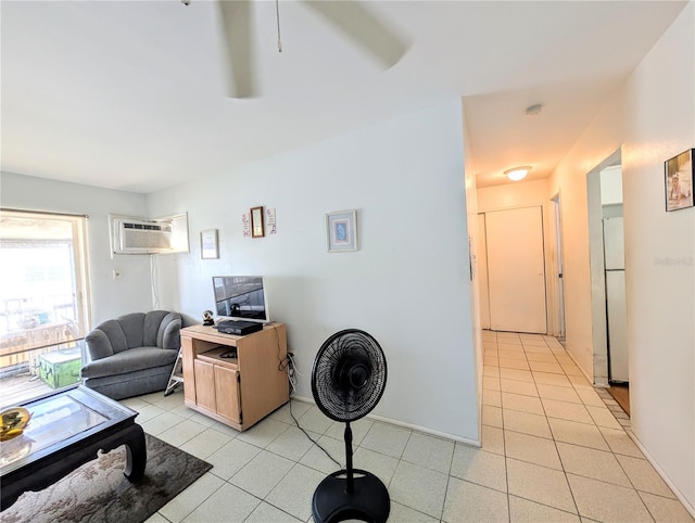 5948 Easy St Unit K35, Bradenton, FL 34207 - living area featuring light tile patterned floors and an AC wall unit