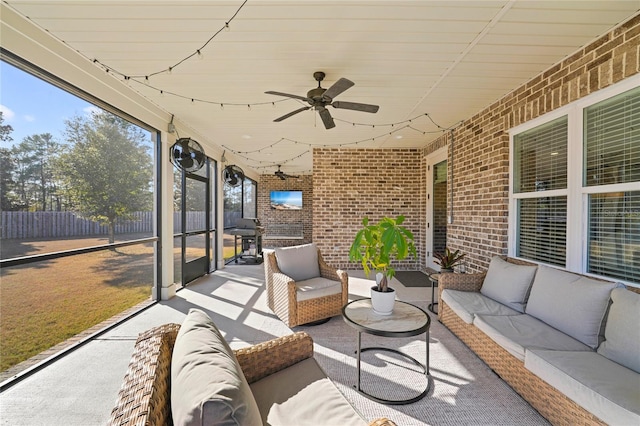 636 Meadow Lake Dr, Freeport, FL 32439 - sunroom with an outdoor living space and a ceiling fan