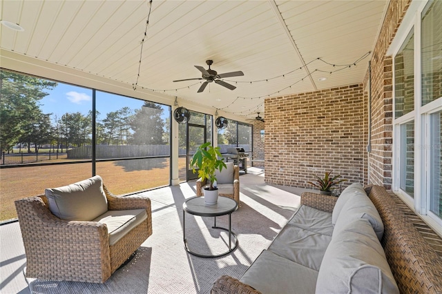636 Meadow Lake Dr, Freeport, FL 32439 - sunroom / solarium featuring outdoor lounge area and ceiling fan