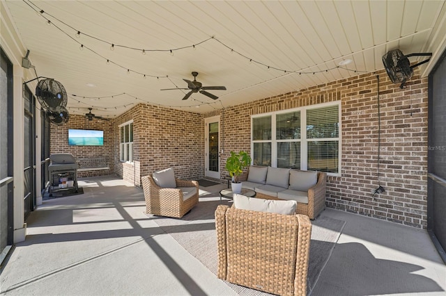 636 Meadow Lake Dr, Freeport, FL 32439 - view of patio featuring ceiling fan, an outdoor hangout area, and a grill