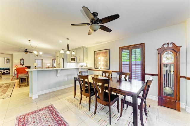 133 Tucker Ave, Sarasota, FL 34232 - dining space featuring ceiling fan and light tile patterned floors