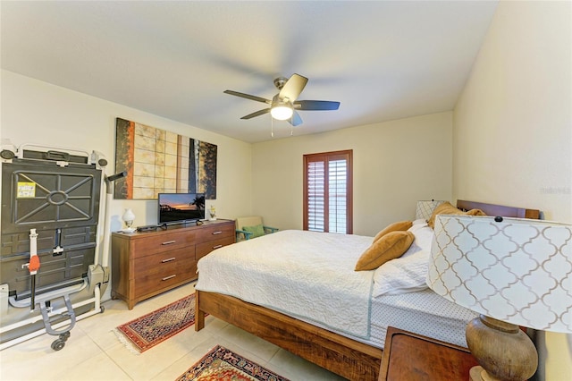 133 Tucker Ave, Sarasota, FL 34232 - bedroom featuring a ceiling fan and light tile patterned floors