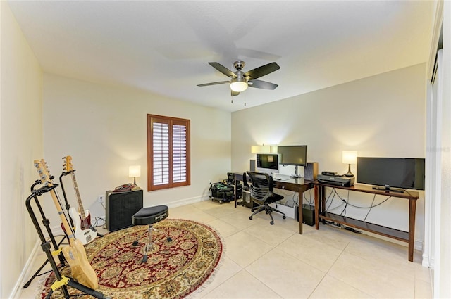 133 Tucker Ave, Sarasota, FL 34232 - office with ceiling fan and light tile patterned floors