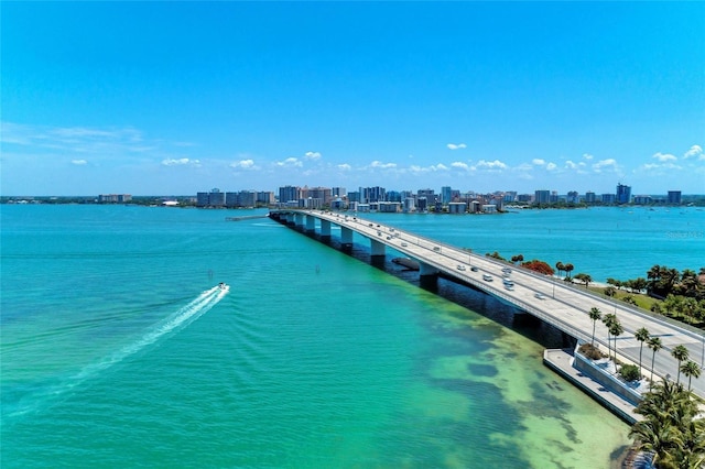 133 Tucker Ave, Sarasota, FL 34232 - water view featuring a notable bridge and city skyline