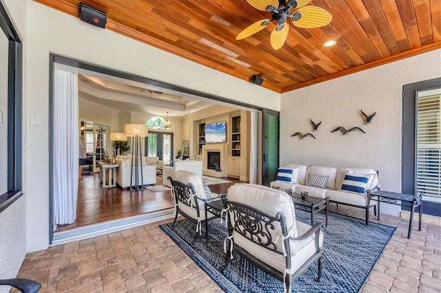 14611 Leopard Creek Pl, Lakewood Ranch, FL 34202 - view of patio with outdoor lounge area and a ceiling fan