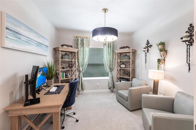 4316 Rustling Pines Ter, Parrish, FL 34219 - home office with carpet flooring and a chandelier