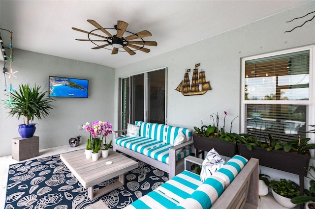 4316 Rustling Pines Ter, Parrish, FL 34219 - view of patio featuring a ceiling fan and an outdoor living space