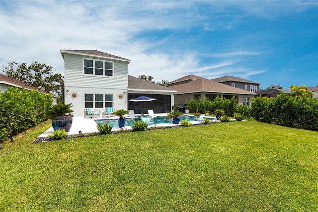 4316 Rustling Pines Ter, Parrish, FL 34219 - back of property with a lawn, a patio, roof with shingles, and stucco siding