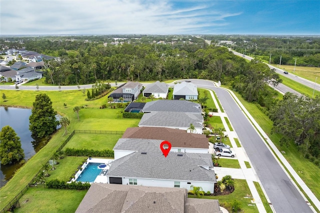 4316 Rustling Pines Ter, Parrish, FL 34219 - aerial perspective of suburban area with a pool and a nearby body of water