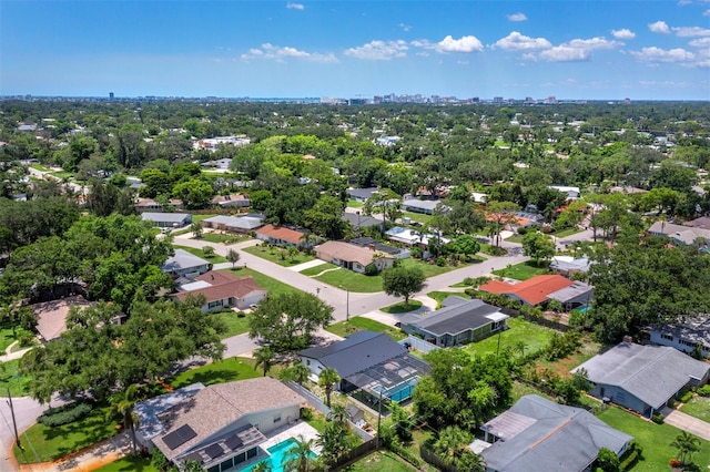 3439 Fair Oaks Pl, Sarasota, FL 34239 - aerial overview of property's location with nearby suburban area