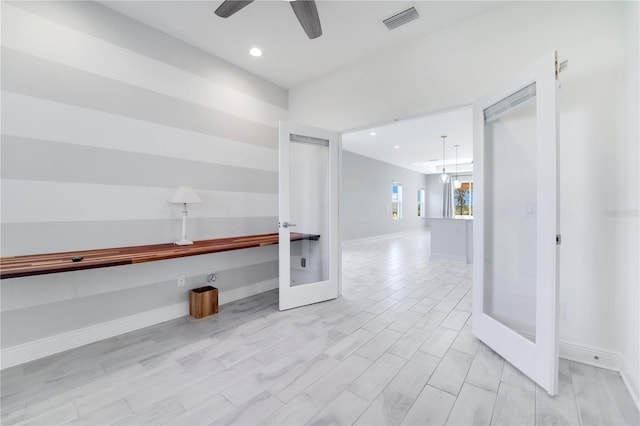 13832 Old Creek Ct, Parrish, FL 34219 - spare room with french doors, a ceiling fan, and recessed lighting