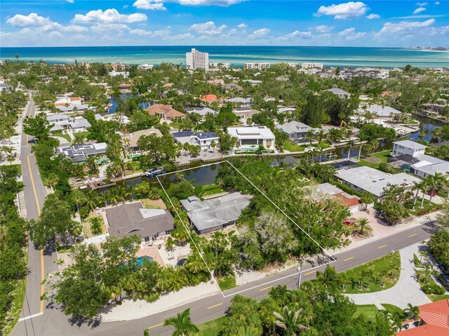 4920 Higel Ave, Sarasota, FL 34242 - aerial view of residential area with a large body of water and property boundaries highlighted