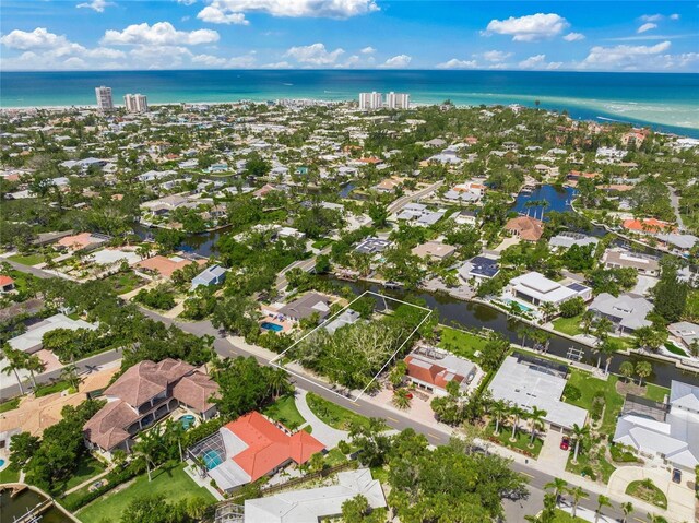 4920 Higel Ave, Sarasota, FL 34242 - aerial overview of property's location featuring a large body of water and nearby suburban area