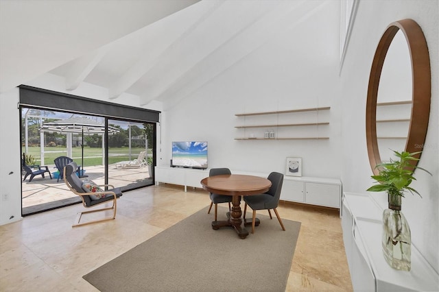 4116 61st Avenue Terrace W, Bradenton, FL 34210 - living area featuring high vaulted ceiling and beam ceiling