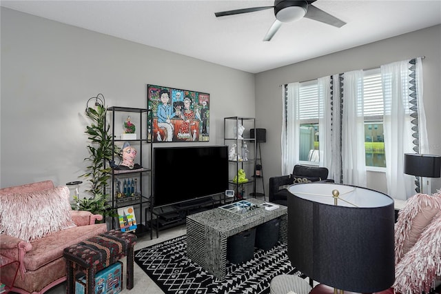 11562 84th Street Cir E Unit 103, Parrish, FL 34219 - carpeted living area with ceiling fan