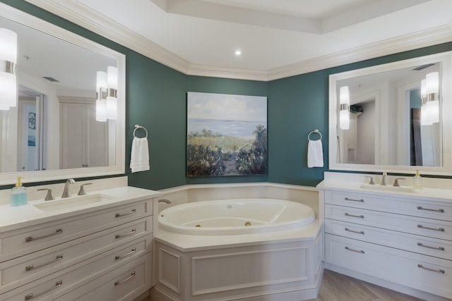 130 Riviera Dunes Way Unit 601, Palmetto, FL 34221 - bathroom with two vanities and a jetted tub