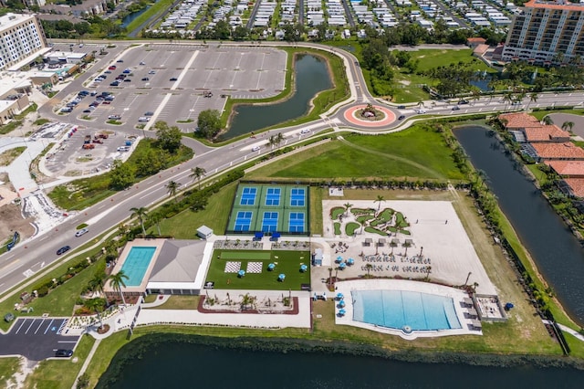 130 Riviera Dunes Way Unit 601, Palmetto, FL 34221 - aerial overview of property's location featuring a nearby body of water and a pool