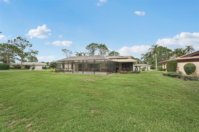5283 Everwood Run, Sarasota, FL 34235 - view of grassy yard featuring a lanai
