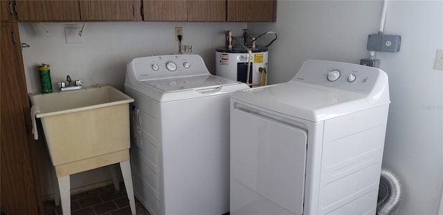 4640 Orlando Cir, Bradenton, FL 34207 - laundry room with electric water heater and washer and dryer