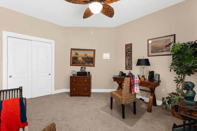 14041 Bellagio Way Unit 414, Osprey, FL 34229 - carpeted office featuring ceiling fan and baseboards