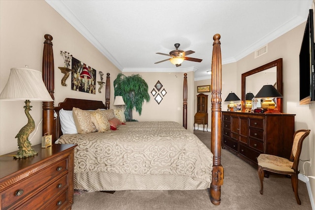 14041 Bellagio Way Unit 414, Osprey, FL 34229 - bedroom featuring carpet, crown molding, and a ceiling fan