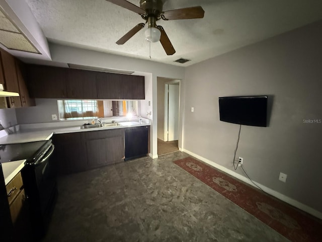 1264 Village Way, Orlando, FL 32807 - kitchen featuring electric range, light countertops, a ceiling fan, and exhaust hood