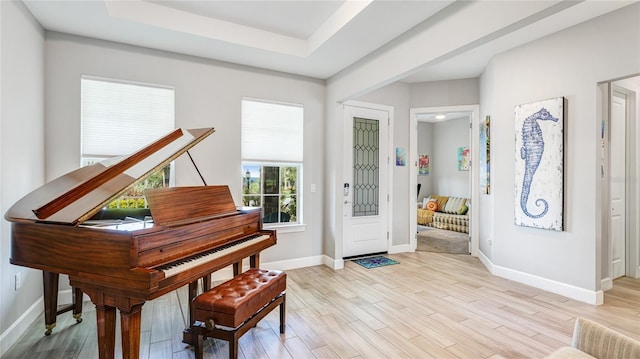 3431 Chestertown Loop, Bradenton, FL 34211 - foyer entrance featuring light wood-style flooring and a raised ceiling
