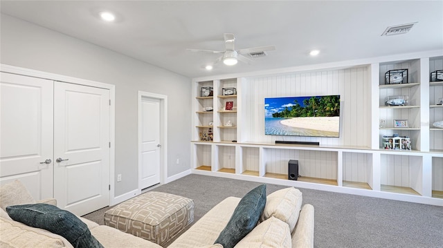 3431 Chestertown Loop, Bradenton, FL 34211 - carpeted living area with a ceiling fan and recessed lighting