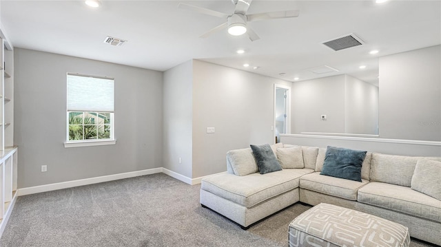 3431 Chestertown Loop, Bradenton, FL 34211 - living area with recessed lighting, carpet floors, and ceiling fan