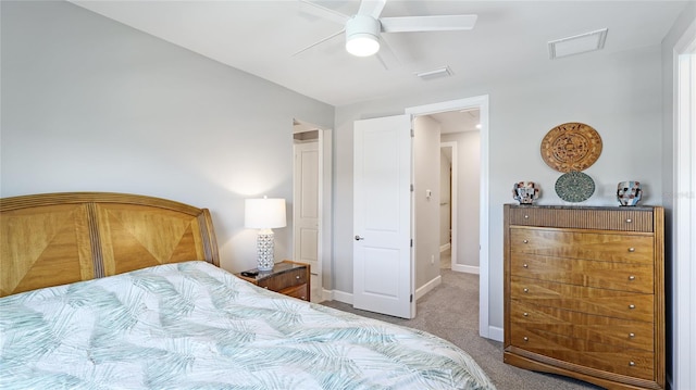 3431 Chestertown Loop, Bradenton, FL 34211 - bedroom with carpet, attic access, and a ceiling fan
