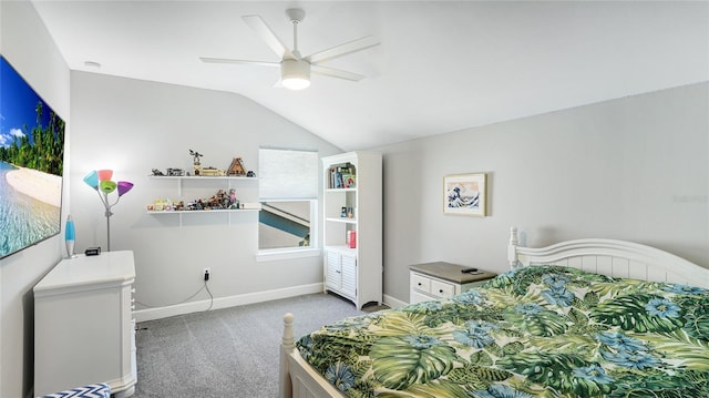 3431 Chestertown Loop, Bradenton, FL 34211 - bedroom featuring carpet floors, lofted ceiling, and a ceiling fan