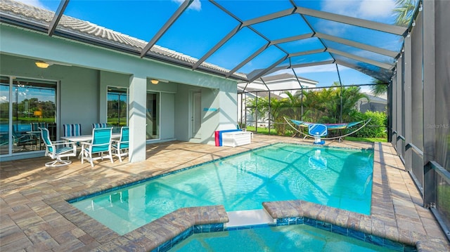3431 Chestertown Loop, Bradenton, FL 34211 - view of pool with a patio area, a pool with connected hot tub, and a lanai