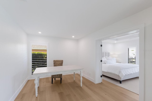 510 Putter Ln, Longboat Key, FL 34228 - office area featuring light wood-style flooring and recessed lighting