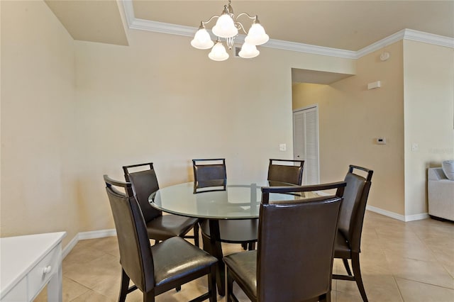 7121 River Hammock Dr Unit 102, Bradenton, FL 34212 - dining space featuring a chandelier, light tile patterned floors, and ornamental molding