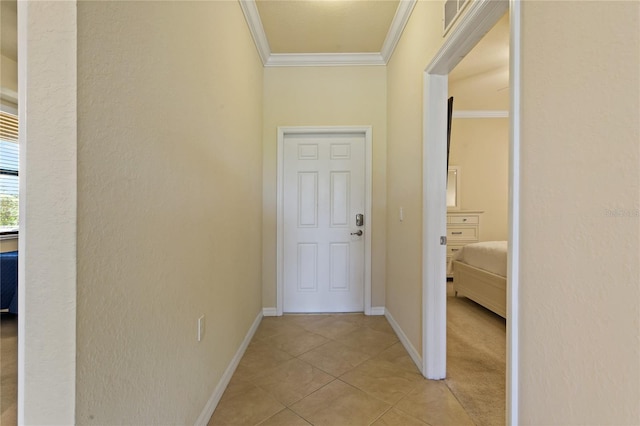 7121 River Hammock Dr Unit 102, Bradenton, FL 34212 - hall featuring ornamental molding and light tile patterned floors