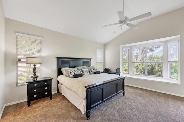 7960 Hampton Ct, University Park, FL 34201 - carpeted bedroom featuring vaulted ceiling and ceiling fan