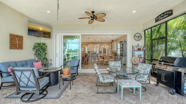 1114 Bearing Ct, Bradenton, FL 34208 - view of patio with area for grilling and ceiling fan