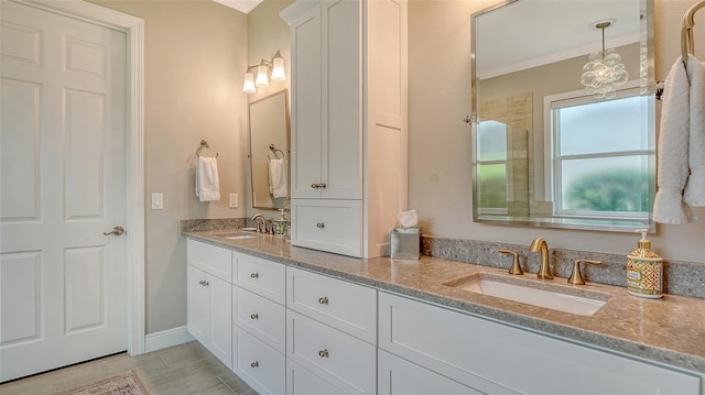 1114 Bearing Ct, Bradenton, FL 34208 - bathroom featuring double vanity and crown molding