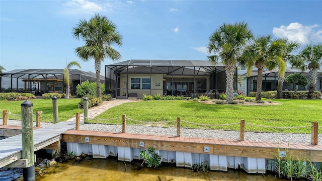 1114 Bearing Ct, Bradenton, FL 34208 - rear view of house featuring a yard and a lanai