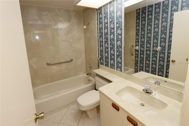 3376 Sandleheath Unit 9, Sarasota, FL 34235 - bathroom with shower / tub combo with curtain, tile patterned floors, and vanity