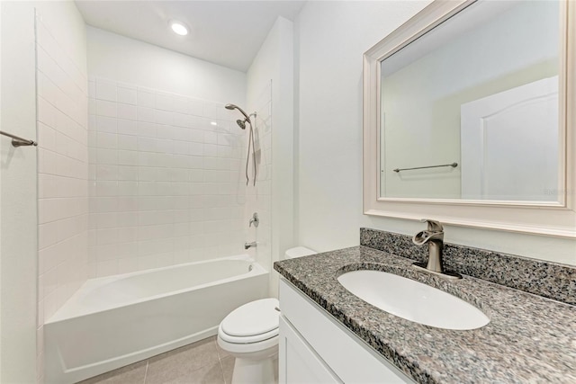 13829 Camden Crest Ter, Bradenton, FL 34211 - bathroom featuring vanity, tub / shower combination, tile patterned floors, and recessed lighting