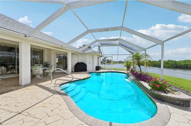 4173 Beach View Ct, Port Charlotte, FL 33948 - outdoor pool with a patio, a water view, and a lanai