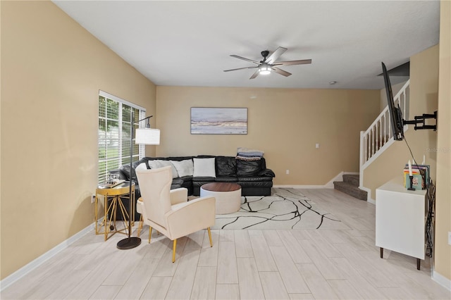 311 Cape Harbour Loop Unit 101, Bradenton, FL 34212 - living room with stairway and ceiling fan
