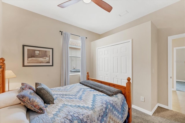 6305 Golden Eye Gln, Lakewood Ranch, FL 34202 - carpeted bedroom featuring a closet and ceiling fan