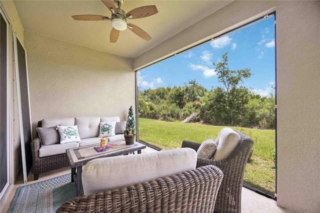 12357 Nantahala Run, Parrish, FL 34219 - view of patio / terrace with a ceiling fan and an outdoor living space