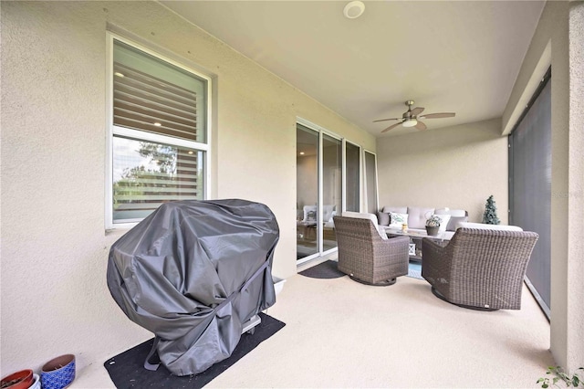 12357 Nantahala Run, Parrish, FL 34219 - view of patio / terrace with ceiling fan, area for grilling, and outdoor lounge area